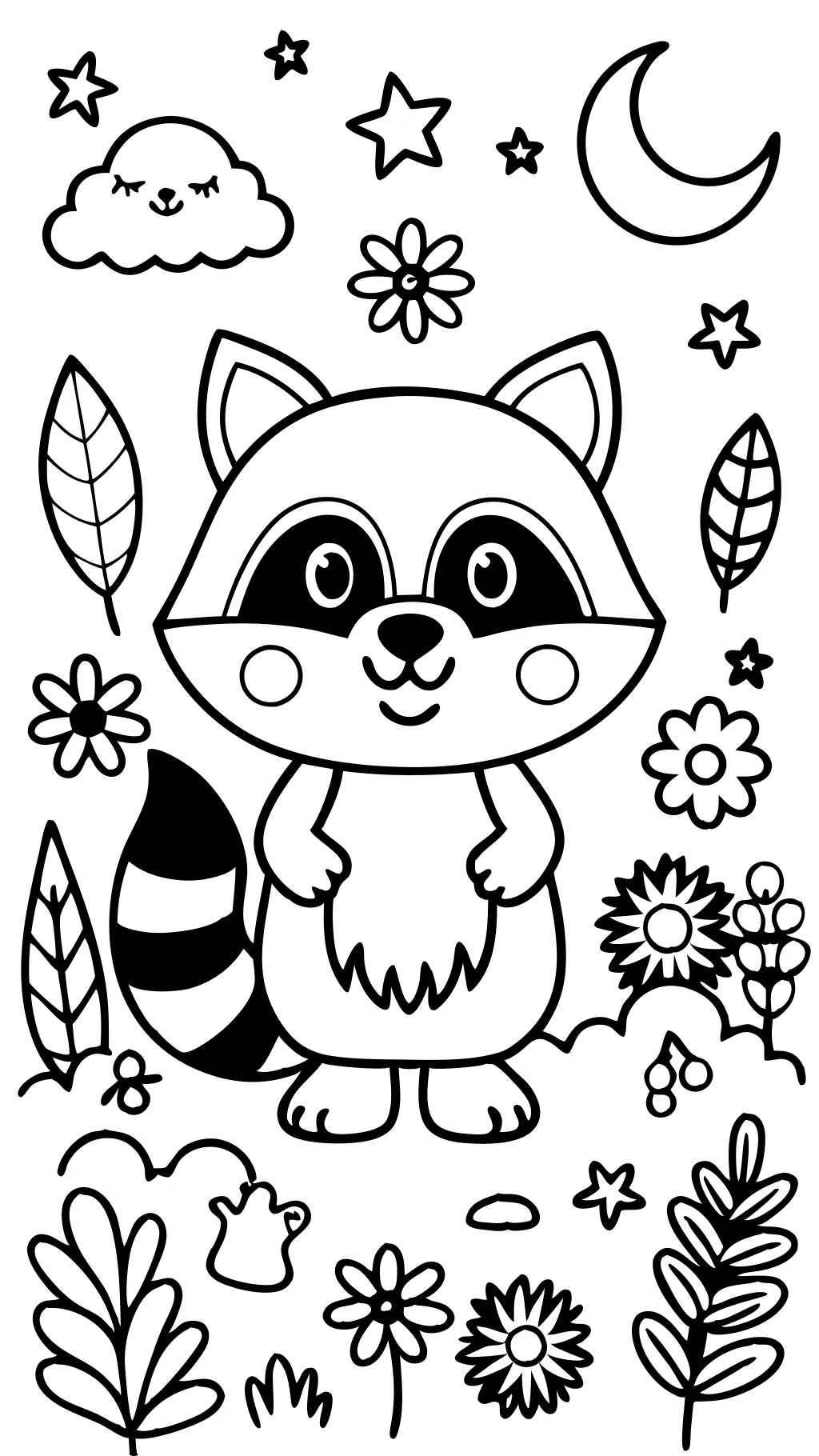 coloring page of raccoon